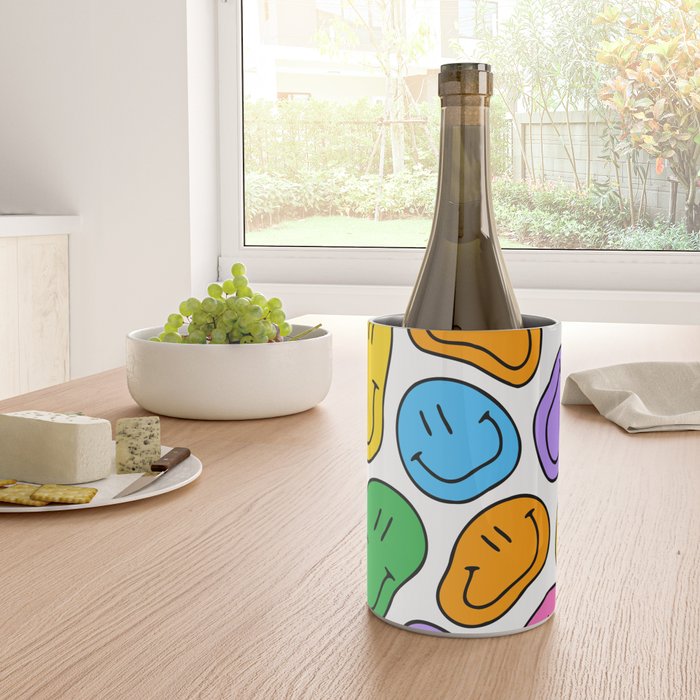 Colorful smiling happy face cartoon pattern Wine Chiller Gallery Image 4