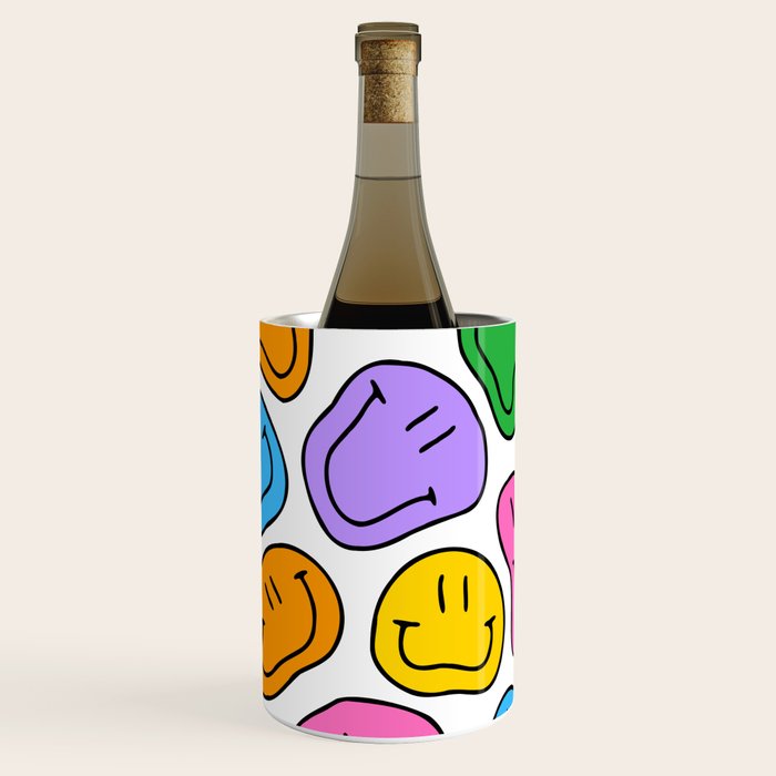 Colorful smiling happy face cartoon pattern Wine Chiller Gallery Image 3
