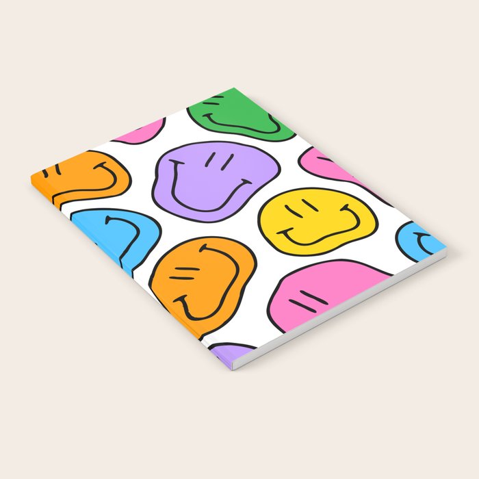 Colorful smiling happy face cartoon pattern Notebook Gallery Image 2