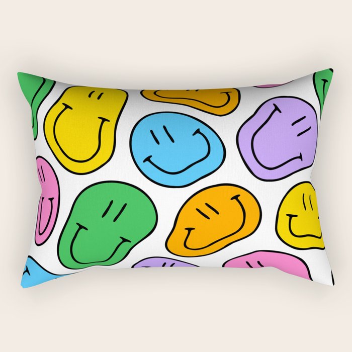 Colorful smiling happy face cartoon pattern Rectangular Pillow Gallery Image 2