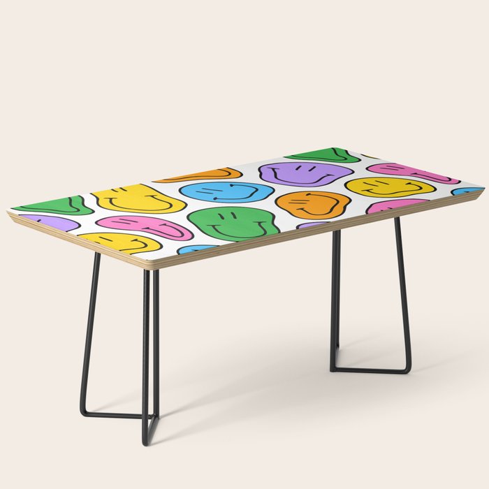 Colorful smiling happy face cartoon pattern Coffee Table Gallery Image 1