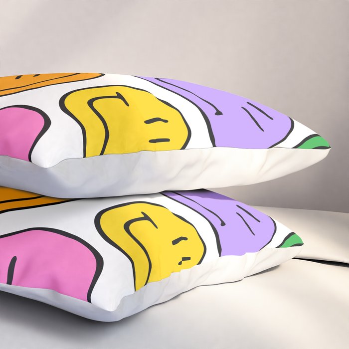 Colorful smiling happy face cartoon pattern Pillow Sham Gallery Image 3