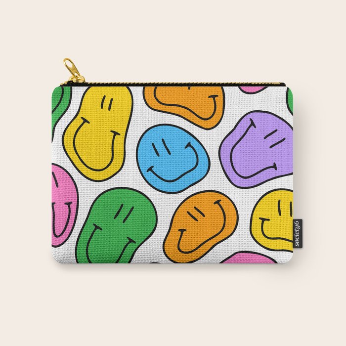 Colorful smiling happy face cartoon pattern Carry All Pouch Gallery Image 1