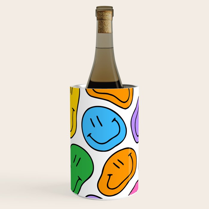 Colorful smiling happy face cartoon pattern Wine Chiller Gallery Image 1