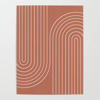 Minimal Line Curvature XCIV Coral Red Mid Century Modern Arch Abstract Poster Gallery Image 4