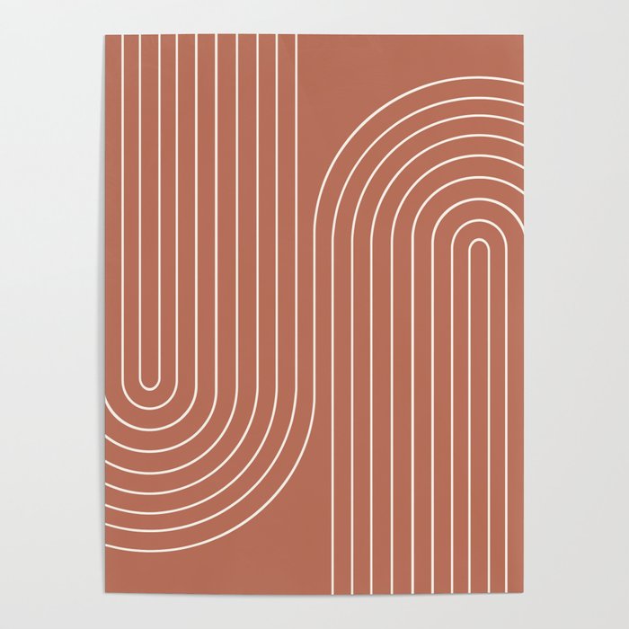 Minimal Line Curvature XCIV Coral Red Mid Century Modern Arch Abstract Poster Gallery Image 4