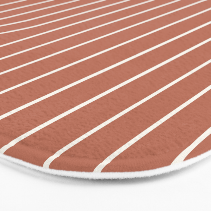 Minimal Line Curvature XCIV Coral Red Mid Century Modern Arch Abstract Bath Mat Gallery Image 3