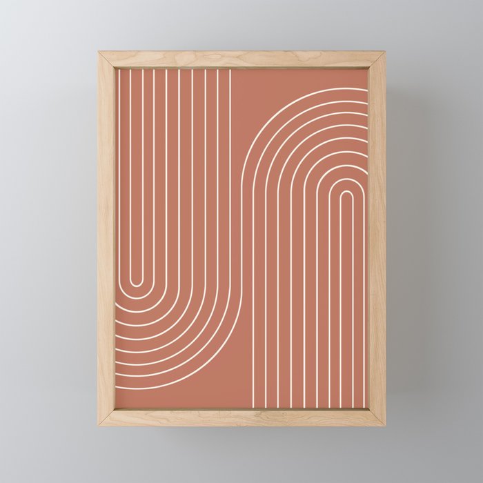 Minimal Line Curvature XCIV Coral Red Mid Century Modern Arch Abstract Mini Art Print Gallery Image 1