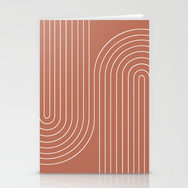 Minimal Line Curvature XCIV Coral Red Mid Century Modern Arch Abstract Stationery Card Gallery Image 2