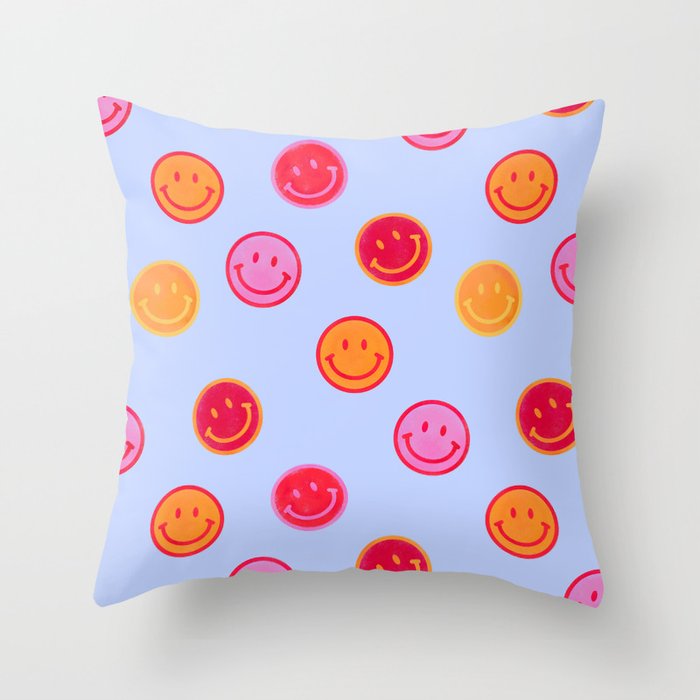 Smiling faces pattern no2 Throw Pillow Gallery Image 1