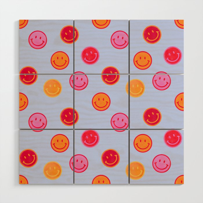 Smiling faces pattern no2 Wood Wall Art Gallery Image 1
