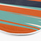 Stripes Abstract, Orange, Teal, Navy Bath Mat Gallery Image 3