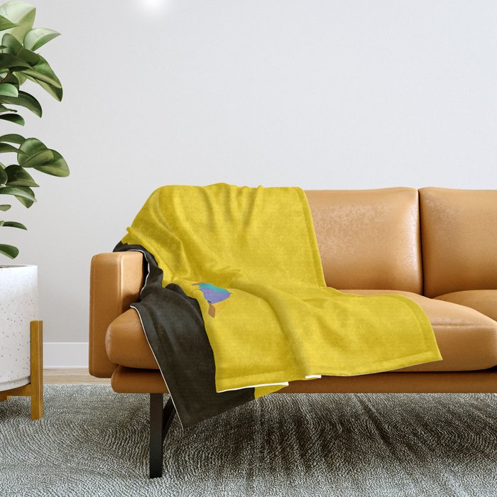 Colorful Parasol Black Yellow Background #decor #society6 #buyart Throw Blanket Gallery Image 1