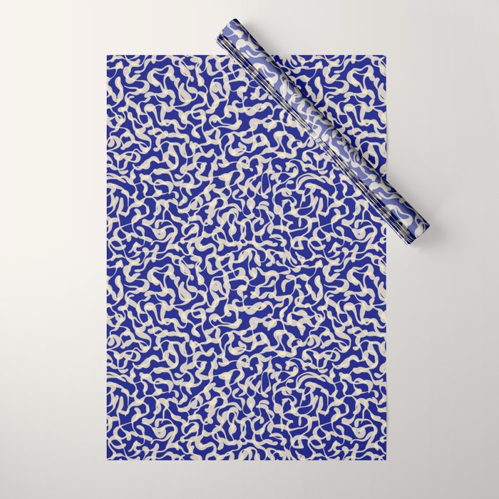Playful strokes #1 / Beige on Blue Wrapping Paper Gallery Image 1