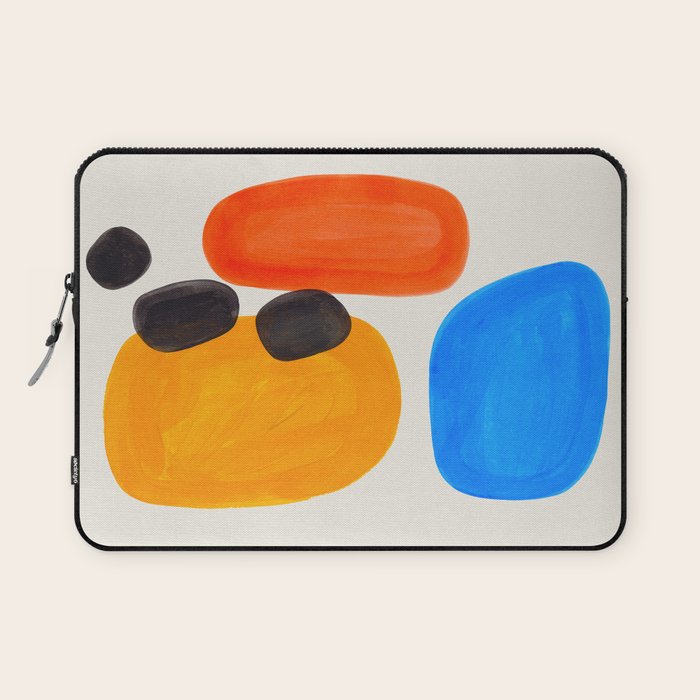 Minimalist Modern Mid Century Colorful Abstract Shapes Primary Colors Yellow Orange Blue Bubbles Laptop Sleeve Gallery Image 1