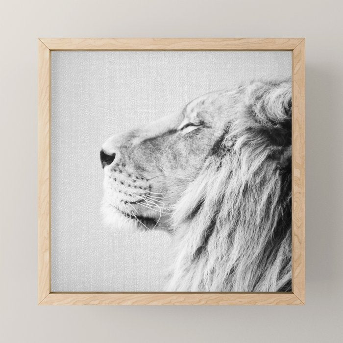 Lion Portrait - Black & White Mini Art Print Gallery Image 1