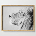 Lion Portrait - Black & White Serving Tray Gallery Image 1