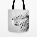 Lion Portrait - Black & White Tote Bag Gallery Image 1