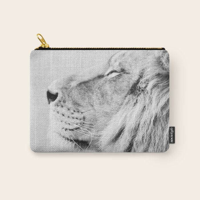 Lion Portrait - Black & White Carry All Pouch Gallery Image 1