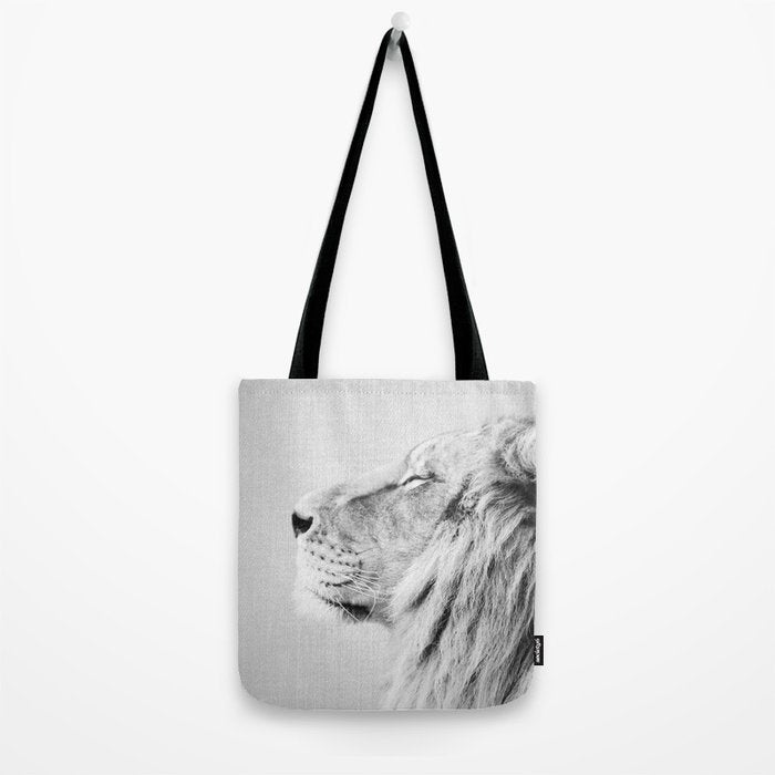 Lion Portrait - Black & White Tote Bag Gallery Image 2