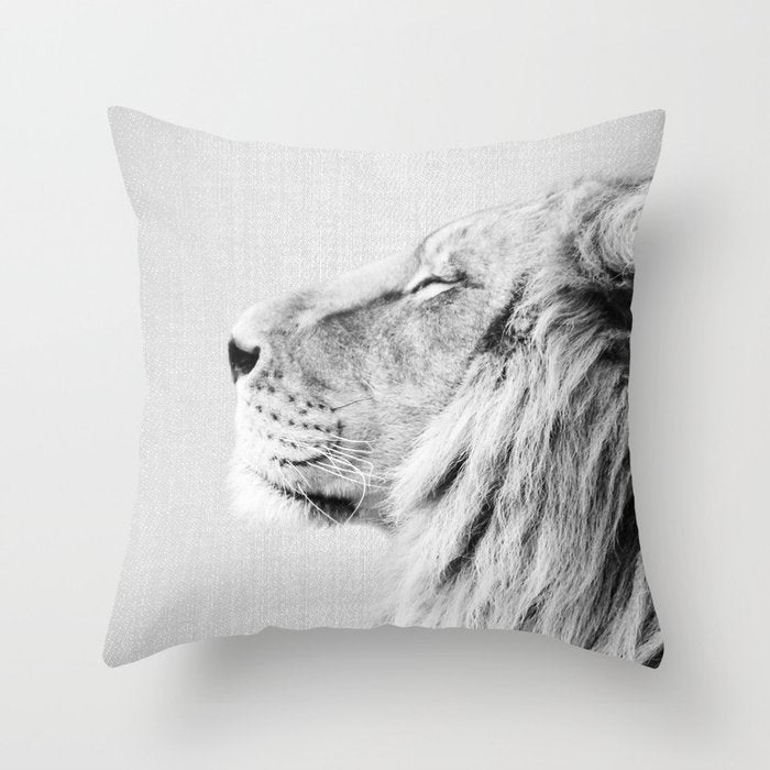 Lion Portrait - Black & White Throw Pillow Gallery Image 6