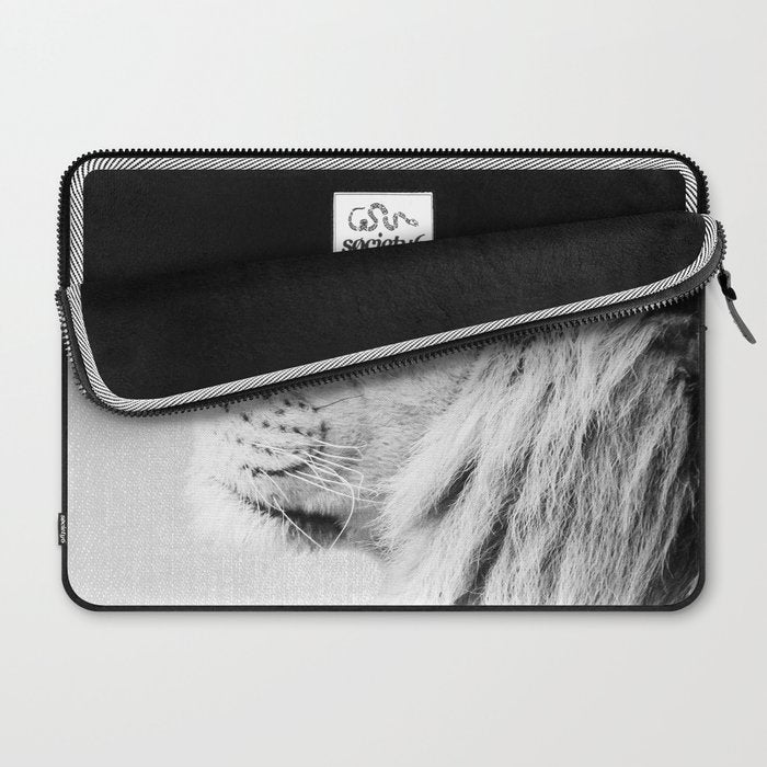 Lion Portrait - Black & White Laptop Sleeve Gallery Image 2