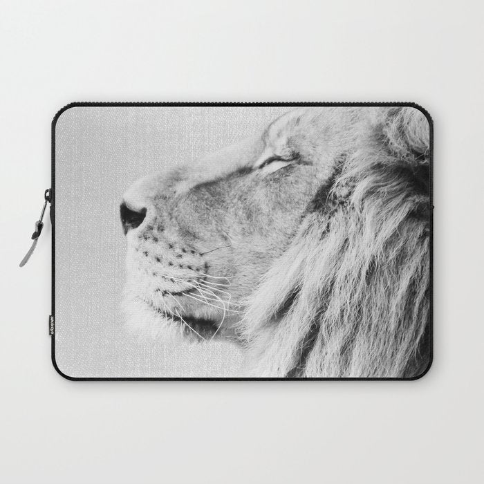 Lion Portrait - Black & White Laptop Sleeve Gallery Image 1