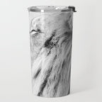 Lion Portrait - Black & White Travel Mug Gallery Image 2