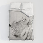 Lion Portrait - Black & White Comforter Gallery Image 6