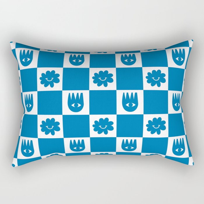 Checkered Flower Smiles Rectangular Pillow Gallery Image 2
