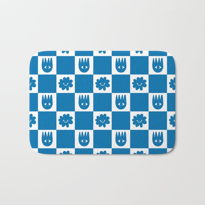 Checkered Flower Smiles Bath Mat Gallery Image 1