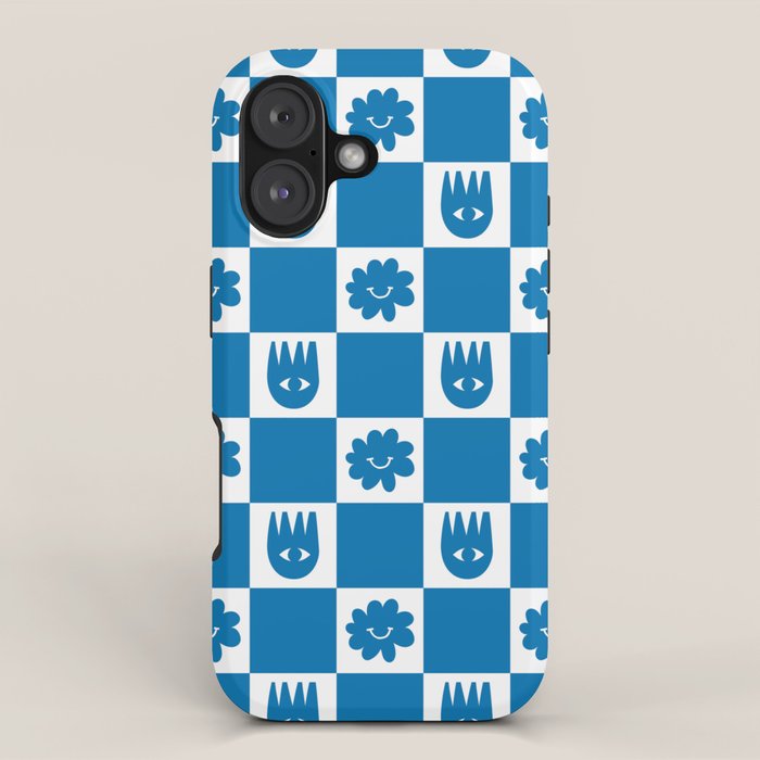 Checkered Flower Smiles iPhone Case Gallery Image 1