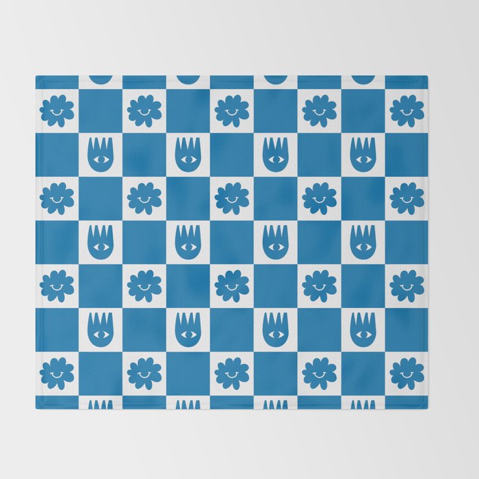 Checkered Flower Smiles Throw Blanket Gallery Image 2