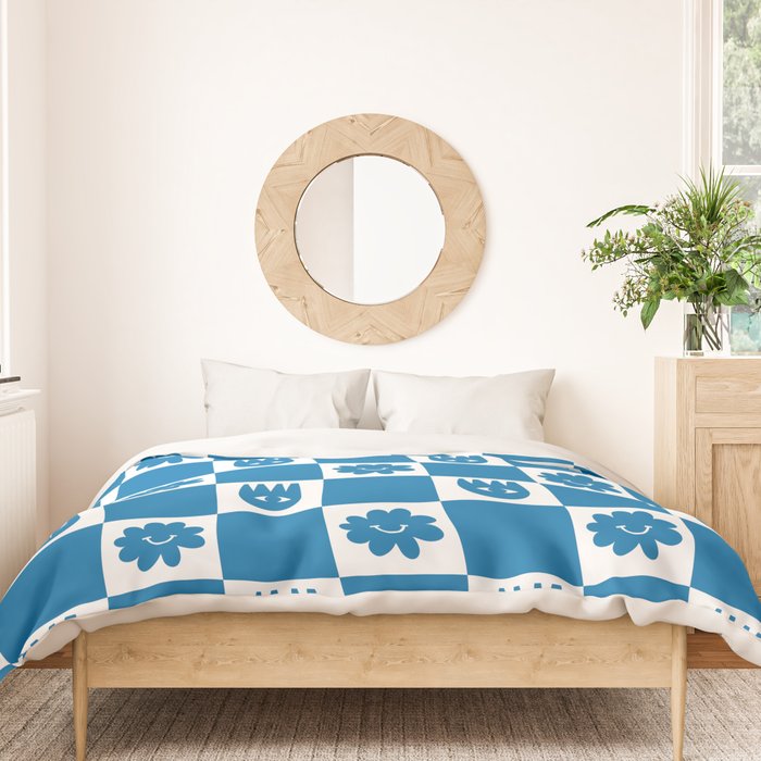 Checkered Flower Smiles Duvet Cover Gallery Image 3