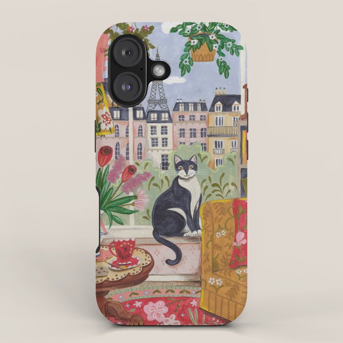 Cat in front of window in Paris  iPhone Case Gallery Image 1