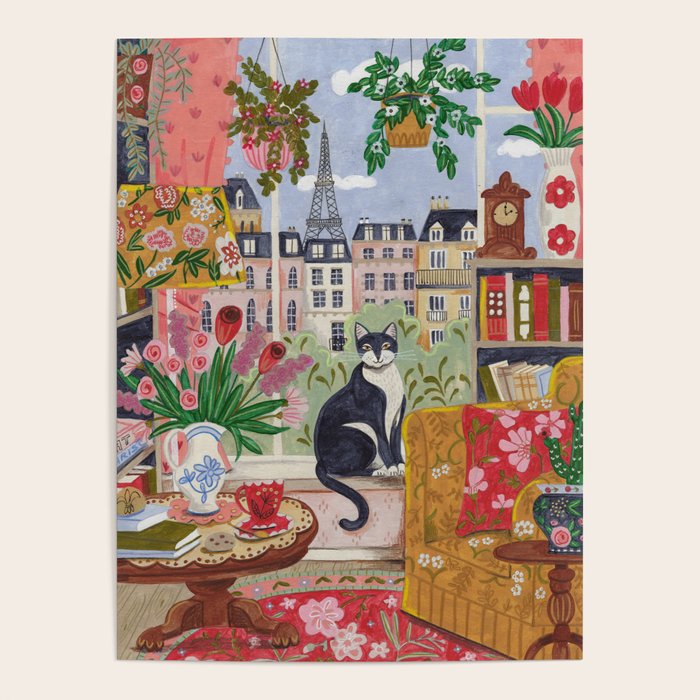 Cat in front of window in Paris  Poster Gallery Image 4