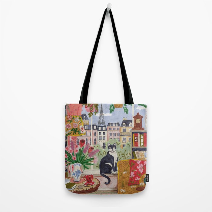 Cat in front of window in Paris  Tote Bag Gallery Image 2