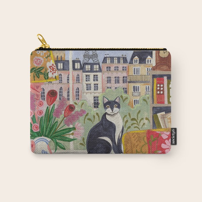 Cat in front of window in Paris  Carry All Pouch Gallery Image 1