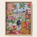 Cat in front of window in Paris  Serving Tray Gallery Image 1