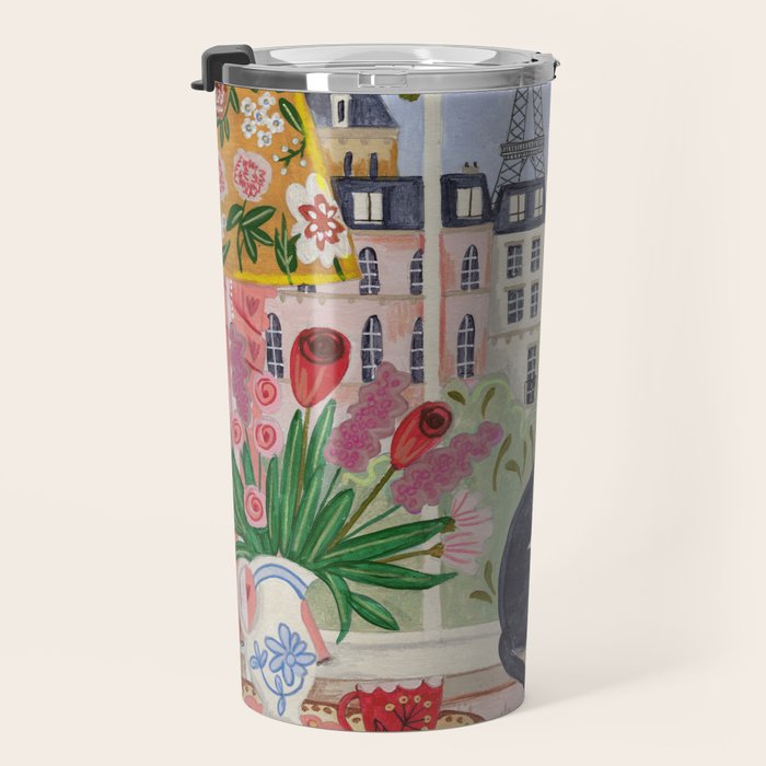 Cat in front of window in Paris  Travel Mug Gallery Image 3