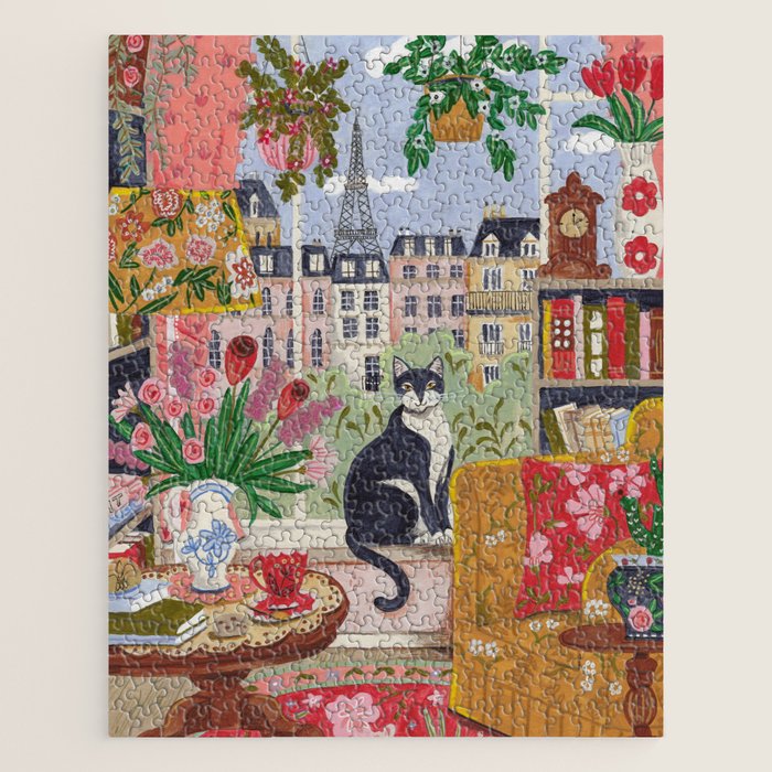 Cat in front of window in Paris  Jigsaw Puzzle Gallery Image 1