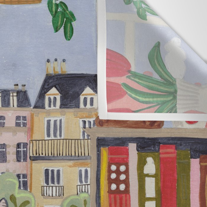 Cat in front of window in Paris  Wall Tapestry Gallery Image 3