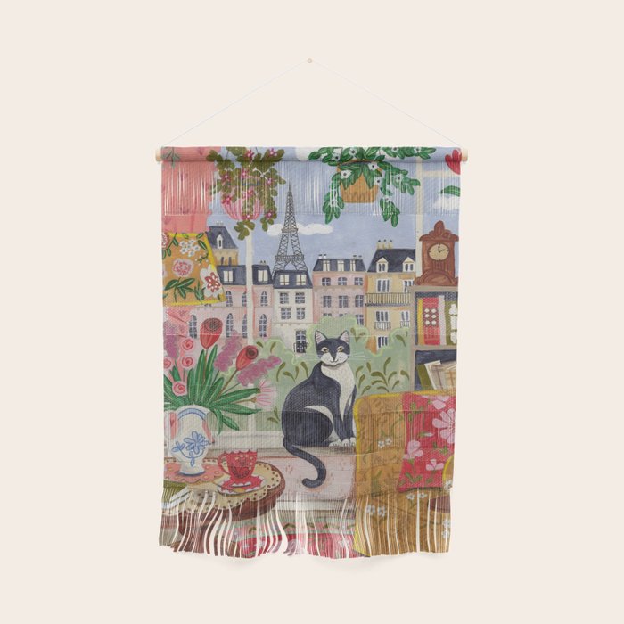 Cat in front of window in Paris  Wall Hanging Gallery Image 1