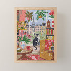 Cat in front of window in Paris  Mini Art Print Gallery Image 1