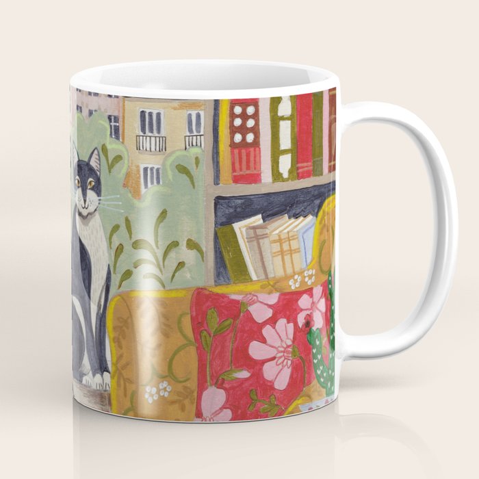 Cat in front of window in Paris  Coffee Mug Gallery Image 1