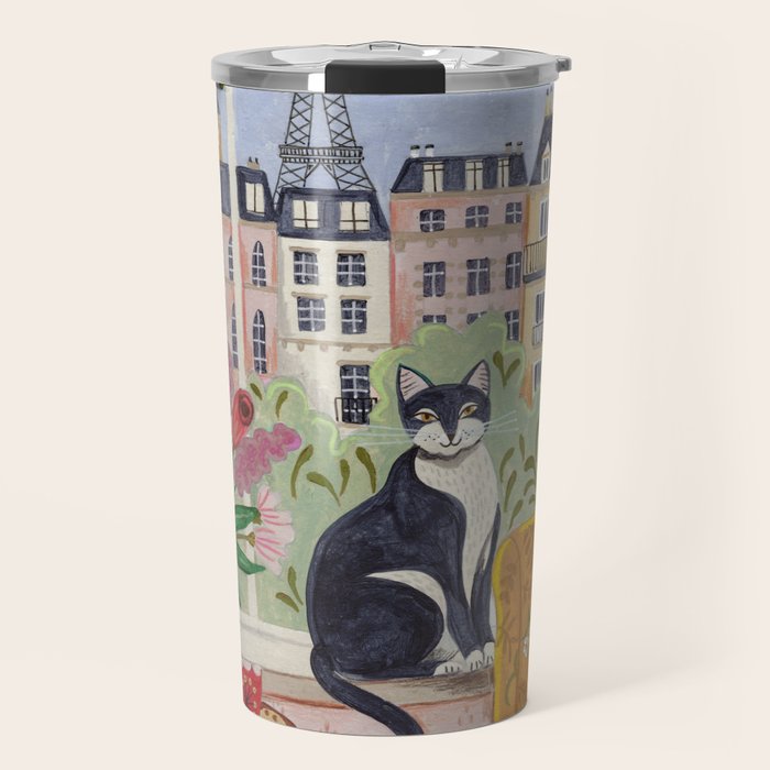 Cat in front of window in Paris  Travel Mug Gallery Image 1