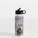 Cat in front of window in Paris  Water Bottle Gallery Image 1