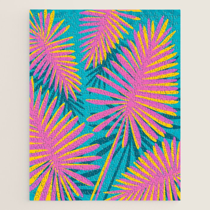 Mid Mod Pink Palm Trees Jigsaw Puzzle Gallery Image 1