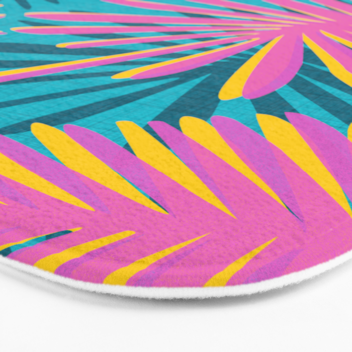 Mid Mod Pink Palm Trees Bath Mat Gallery Image 3