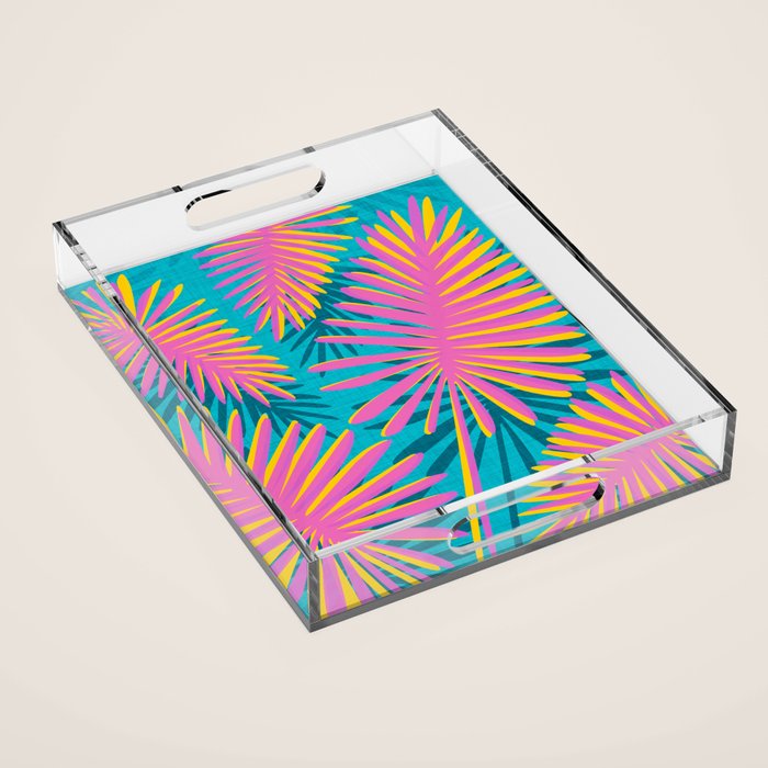 Mid Mod Pink Palm Trees Acrylic Tray Gallery Image 1